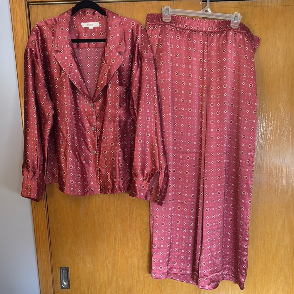 Pink Patterned Blouse and pant Set